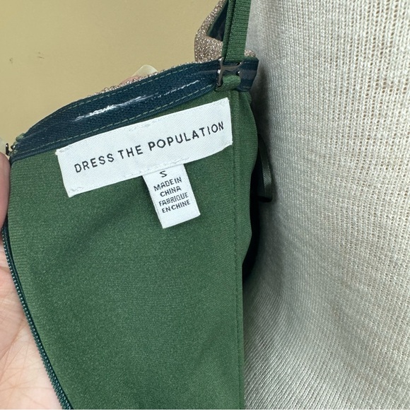 NWOT Dress The Population ‘Nadine’ Strapless Dress in Gold/Green Size Small - Picture 8 of 13